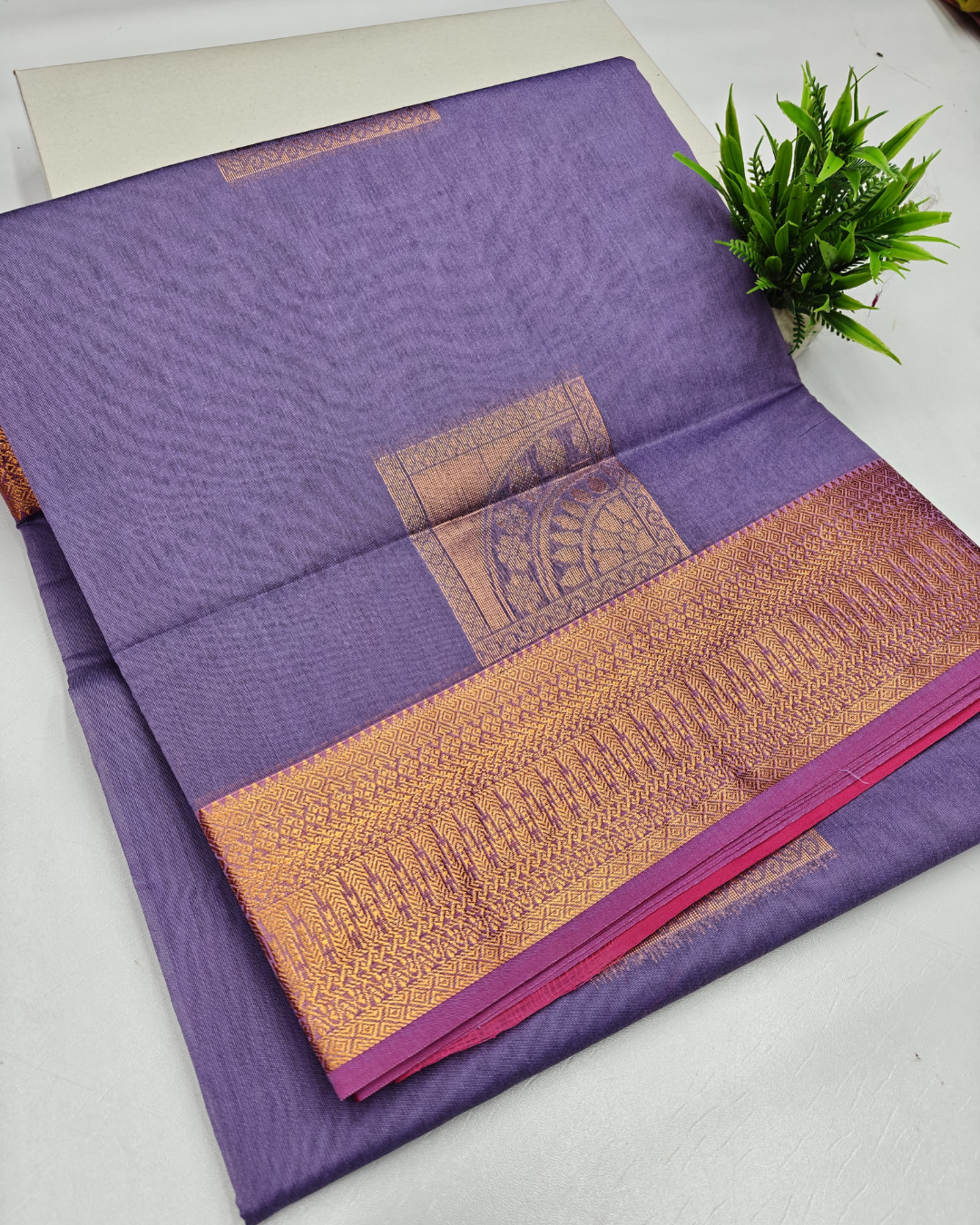 Cotton Saree with Copper Jari – Simple, Elegant & Timeless