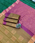 Elegant Cotton Saree with Copper Jari Work