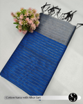 Cotton Saree with Silver Jari – Elegant, Soft & Lightweight