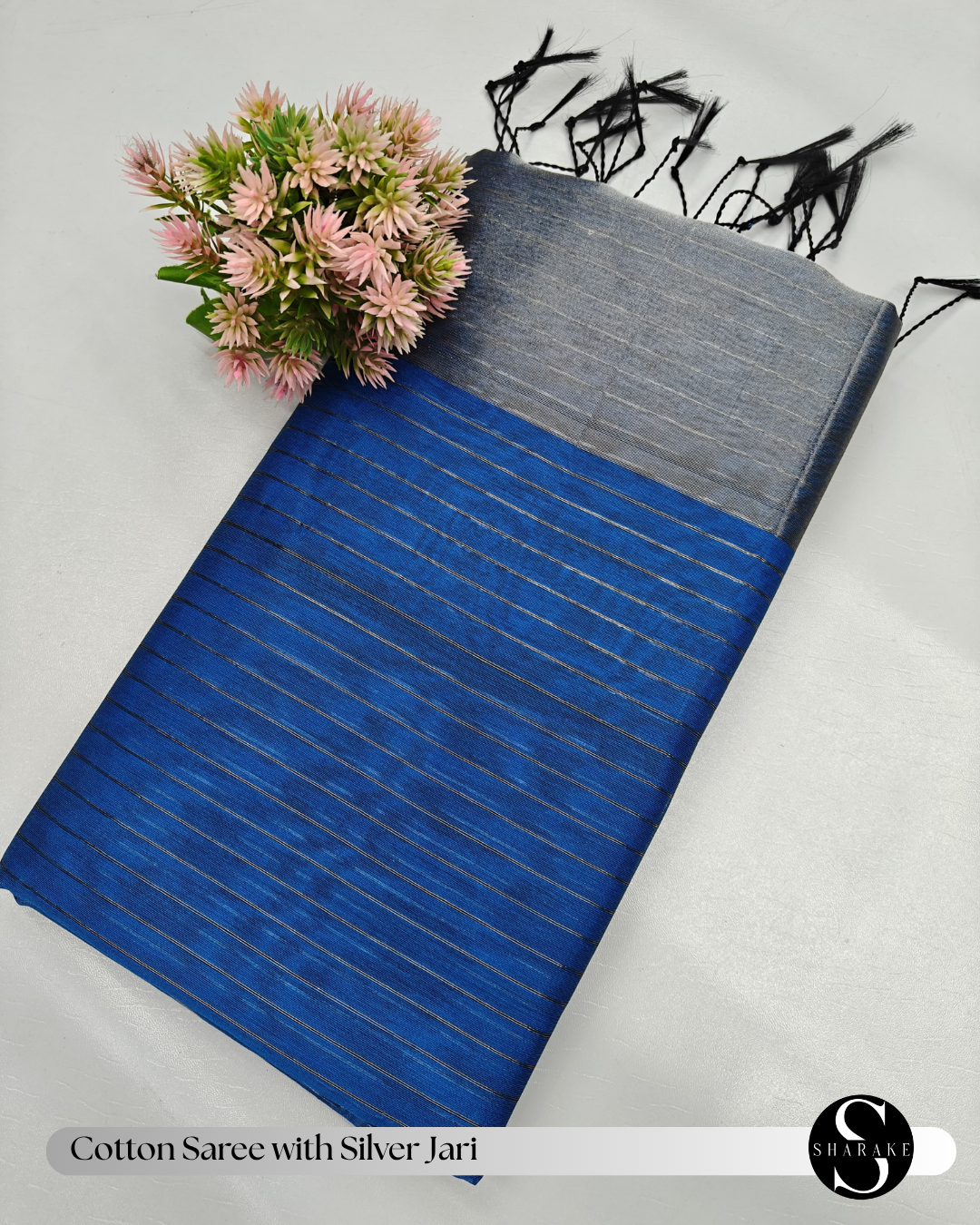 Cotton Saree with Silver Jari – Elegant, Soft & Lightweight