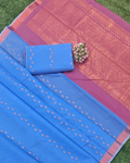 Elegant Cotton Saree with Copper Jari Work