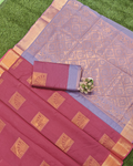 Elegant Cotton Saree with Copper Jari Work
